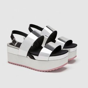 Platform Sandals With Silver Strap (Zara)